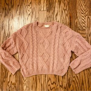 Cable Knit Sweater - Pink